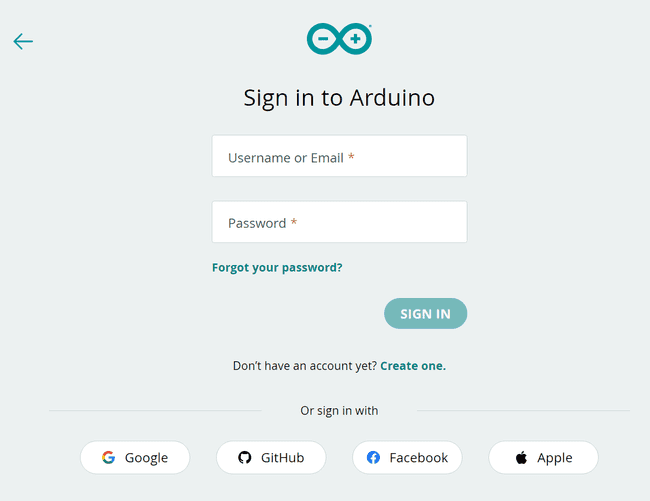 Arduino Cloud login Arduino Cloud login