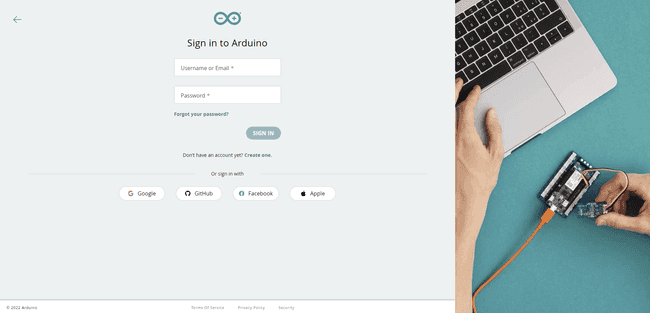 Arduino Cloud Sign in Arduino Cloud Sign in
