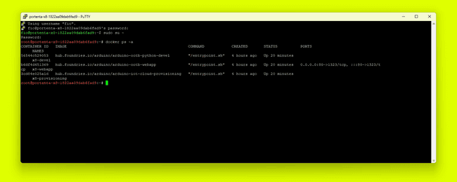 Portenta X8 SSH Session with PuTTY Portenta X8 SSH Session with PuTTY