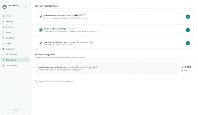 Arduino Cloud homepage with Portenta X8 Manager Arduino Cloud homepage with Portenta X8 Manager