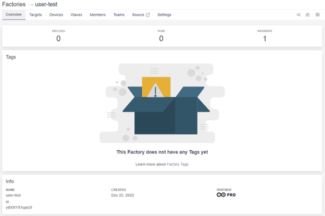 FoundriesFactory homepage with no devices FoundriesFactory homepage with no devices