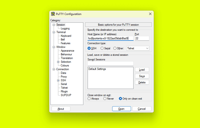 Portenta X8 SSH Session with PuTTY - Setup Portenta X8 SSH Session with PuTTY - Setup