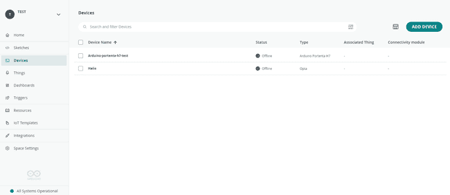 List of devices in your Arduino Cloud List of devices in your Arduino Cloud